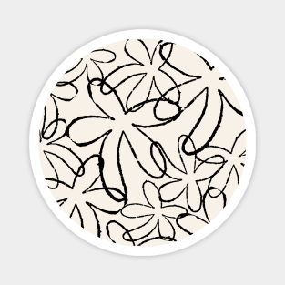 Flower Doodle Black Magnet